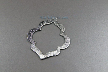 Black Teardrop Charm, Brushed Soldered Gunmetal Scallop Pendant, 32 x 40 mm